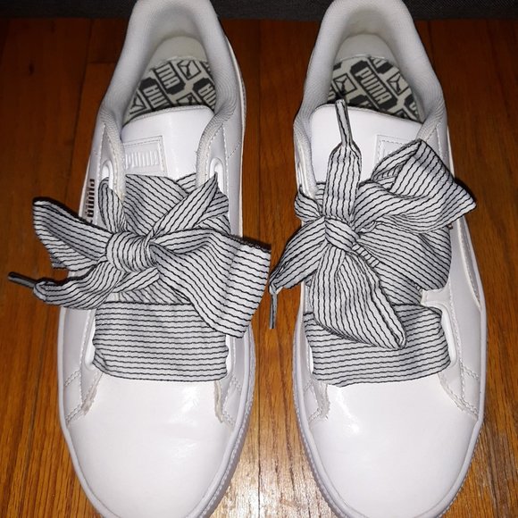 Puma Shoes - Puma Basket Heart White Leather Womens Sneakers